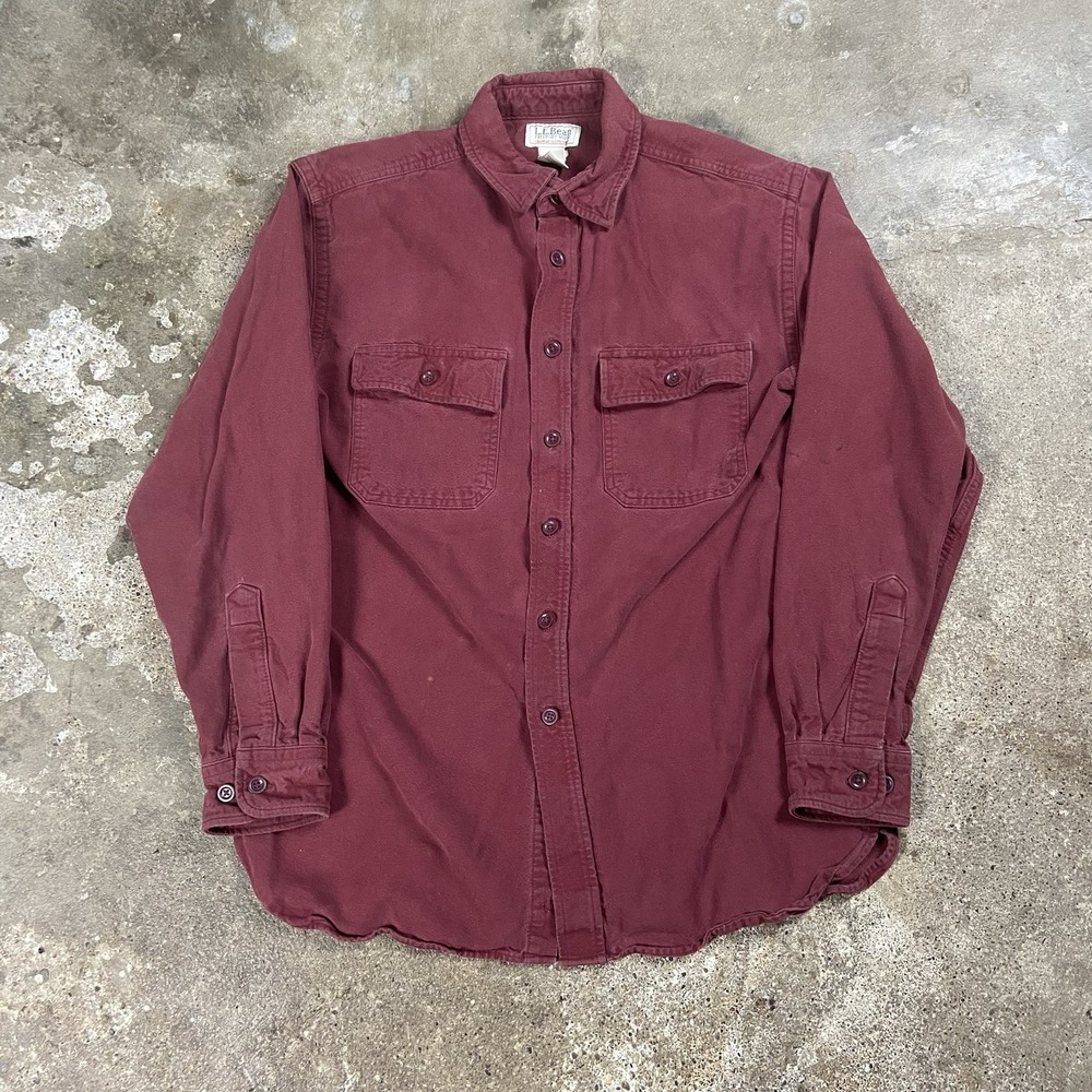 L.L. Bean Chamois Cloth Shirt Size Medium Red Button Down Long Sleeve Work Wear